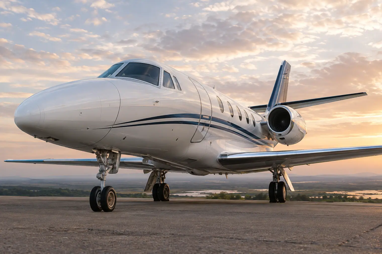 Midsize jet on the ramp